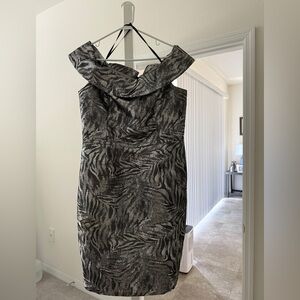 Calvin Klein Black and Gray Midi Dress